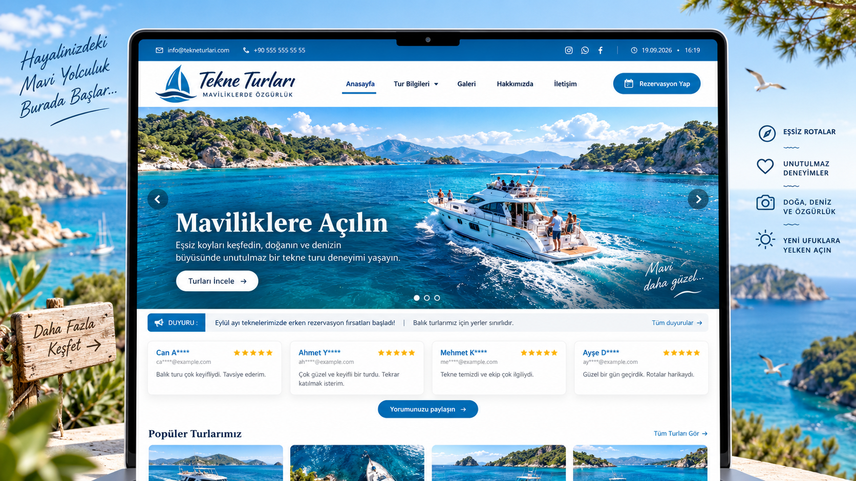Tekne Turları Web Sitesi